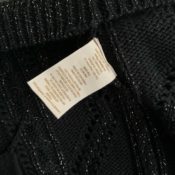 Free People New Romantics Sweater Black Sparkle Cardigan Oversized Small Petite - Picture 9 of 12